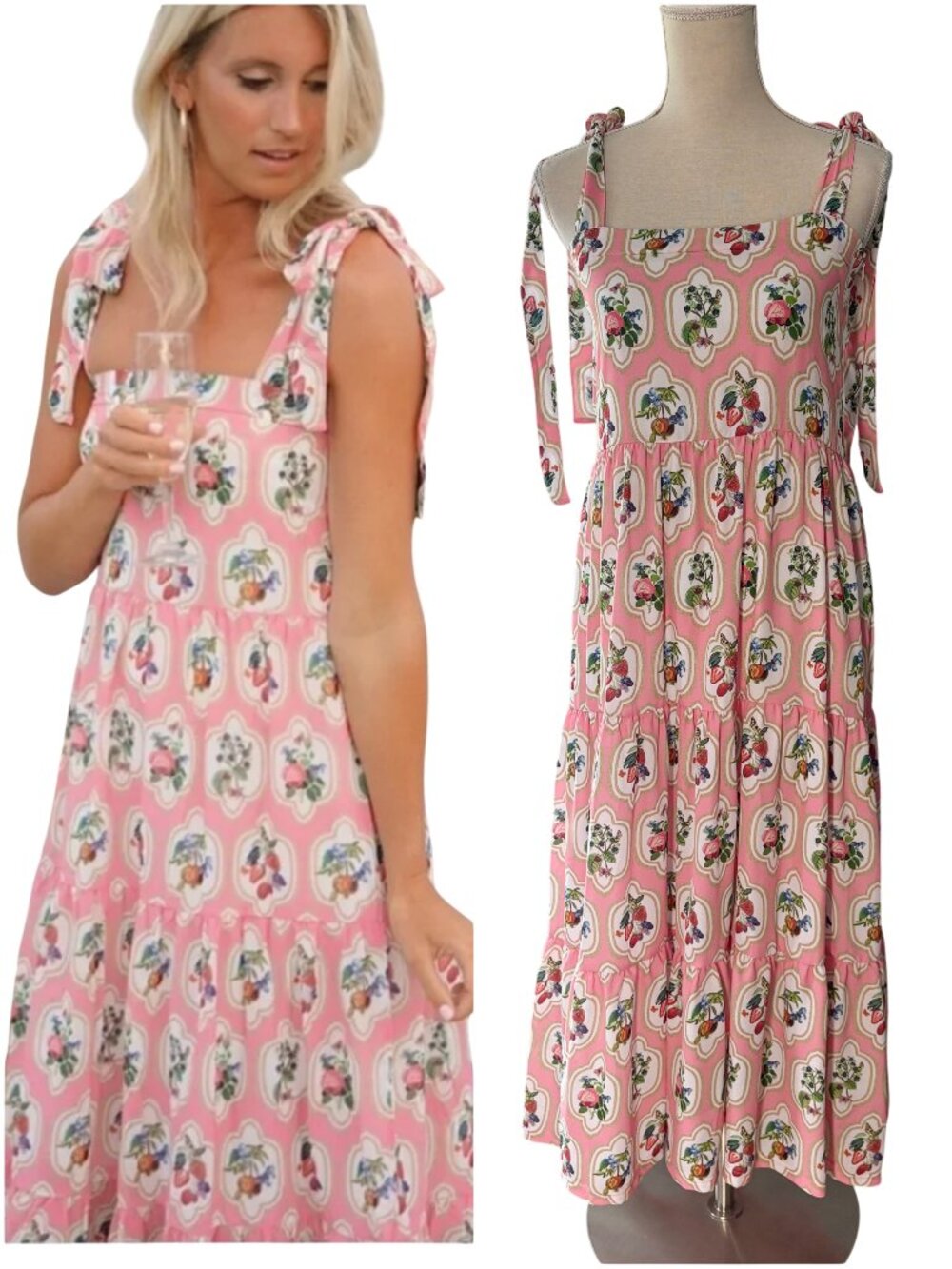 Smith & Quinn the Sage Dress in Fruit Patch Pink size M medium midi strawberry